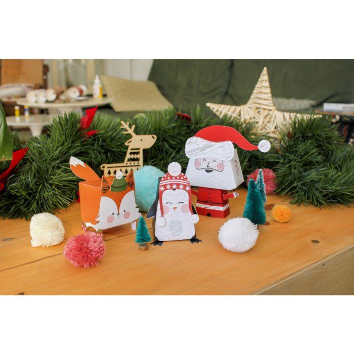 Personnage de Noël en papier à monter 3 pièces