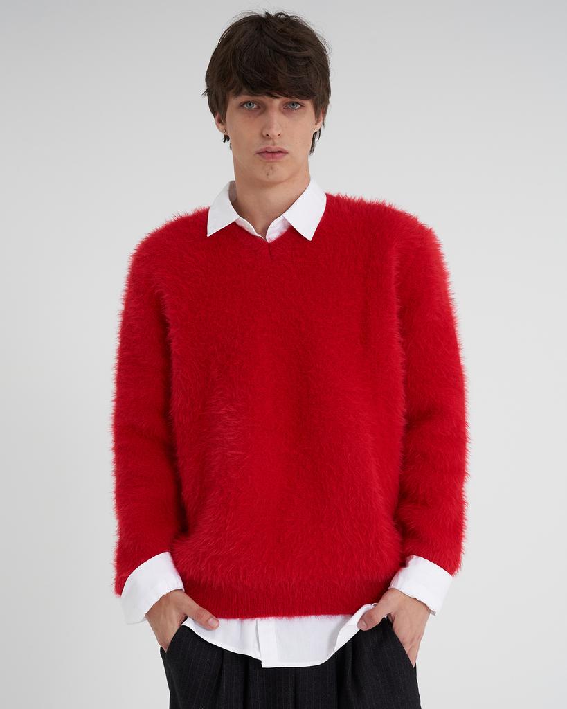TENER Angora V-Neck Knit Red
