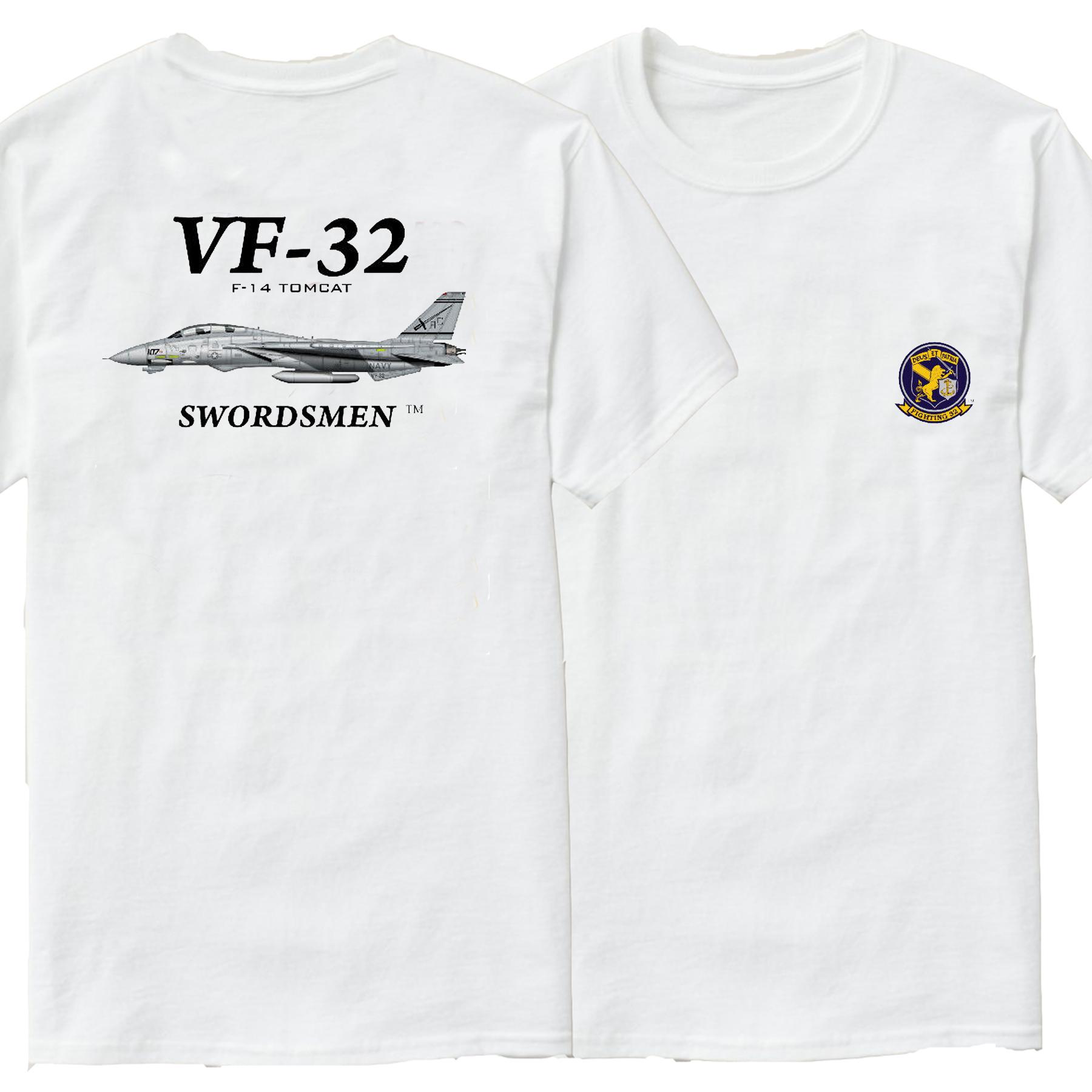 Naval VF32 Swordsmen Squadron F14 Tomcat Fighter TShirt Short Sleeve Casual 100 Cotton ONeck Summer Mens Tshirt S