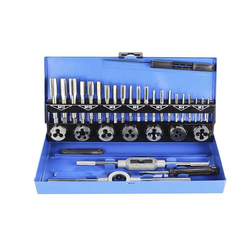 Hand Threading Tool Set 32 PCS HSS Tap and Die Set Metric Wrench Cut M3-M12 Tap and Die Set Metric Kit Alloy steel