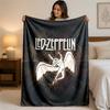 Flanelová deka s potiskem Led Zeppelin, útulná, lehká, plyšová přehozová deka pro postel, pohovku, domácí použití