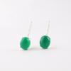 Natural Green Onyx Cab Gemstone 925 Sterling Silver Handcrafted Earrings 1.05" EE-173-23