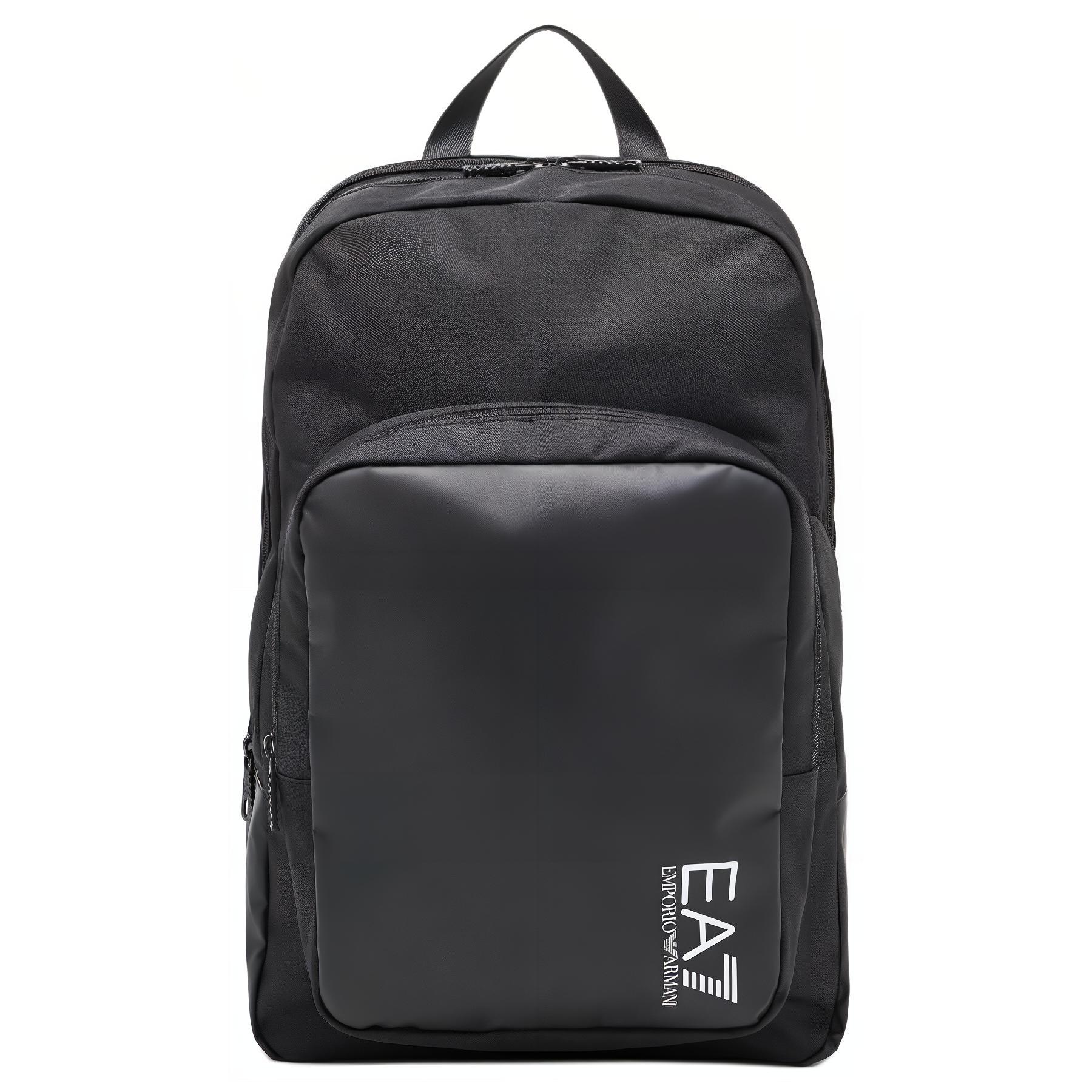 Emporio Armani Large Capacity Color Block Logo Polyester Backpack Unisex Backpack Black 7X000113AF19722UC001 Basic Set (Bag+Dust Bag)