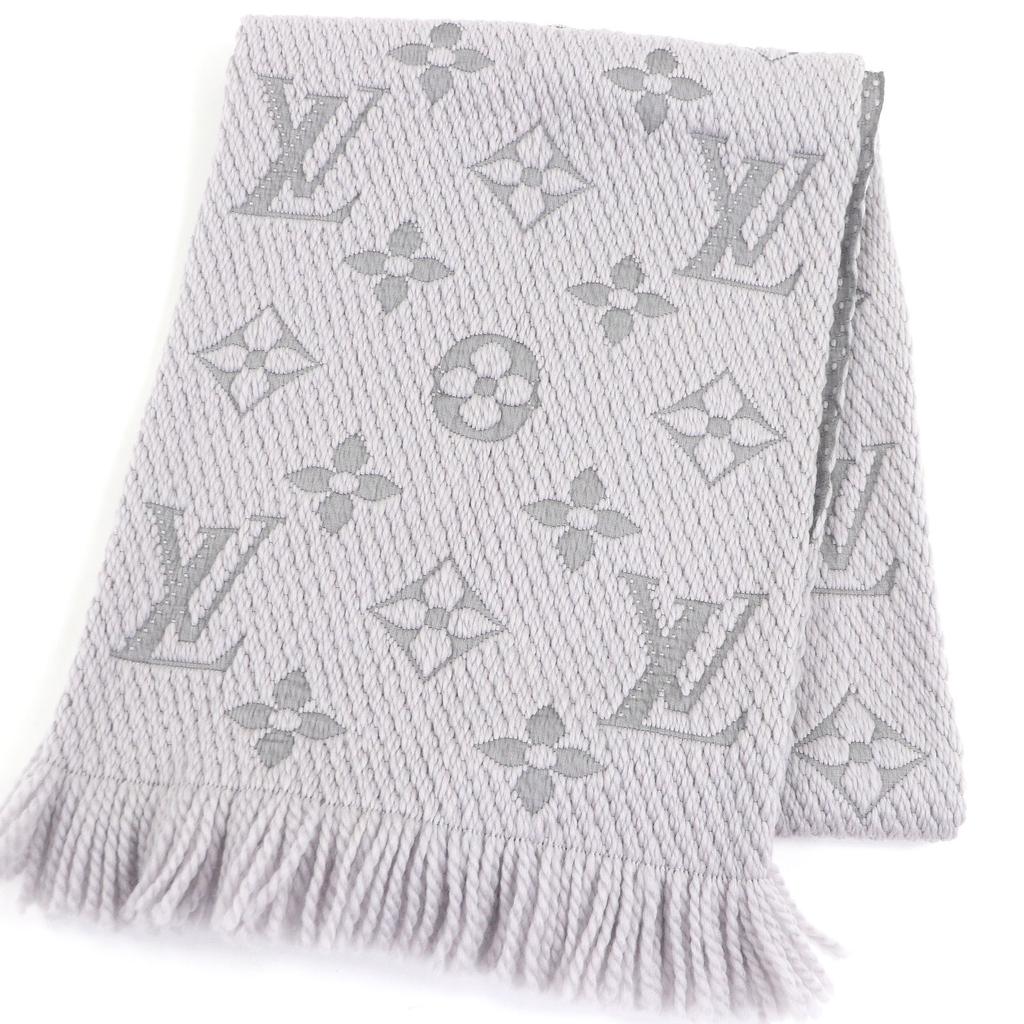 Great LOUIS VUITTON Scarf Esharp Logomania Monogram fringe M74742 Used