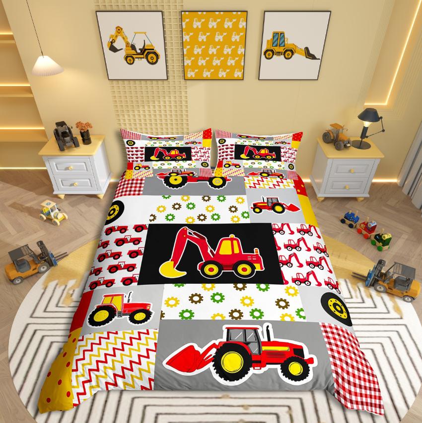 Comforter Homewish Cartoon Truck Car Theme For Kids Bedding Setgeometric Plaid Decor