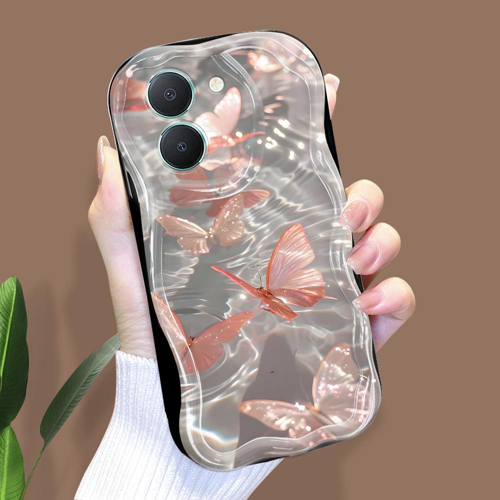 Cute Cartoon Pattern Cream Texture Casing Wavy Edge Soft Silicone Cover Phone Case for Vivo