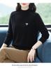 Stylish Women's Beaded Wool Sweater: Solid Color, Half-High Neck Pullover