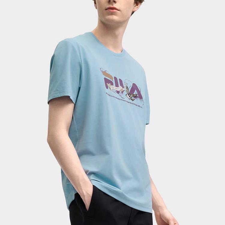 FILA Heritage Cloud Cool Antibacterial Breathable Casual Short Sleeve T-Shirt Men Tops Forget-Me-Not-Blue F11M518102FLB