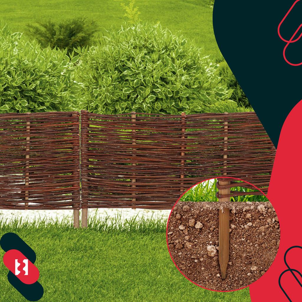 Kotarbau® Garden Fence Palisade Edging Wicker Driven Fence 60 X 30 Cm Set Of 5