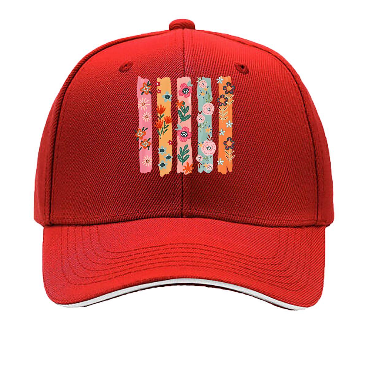 Soft Floral Striped Knot Front Sandwich Baseball Cap One Size