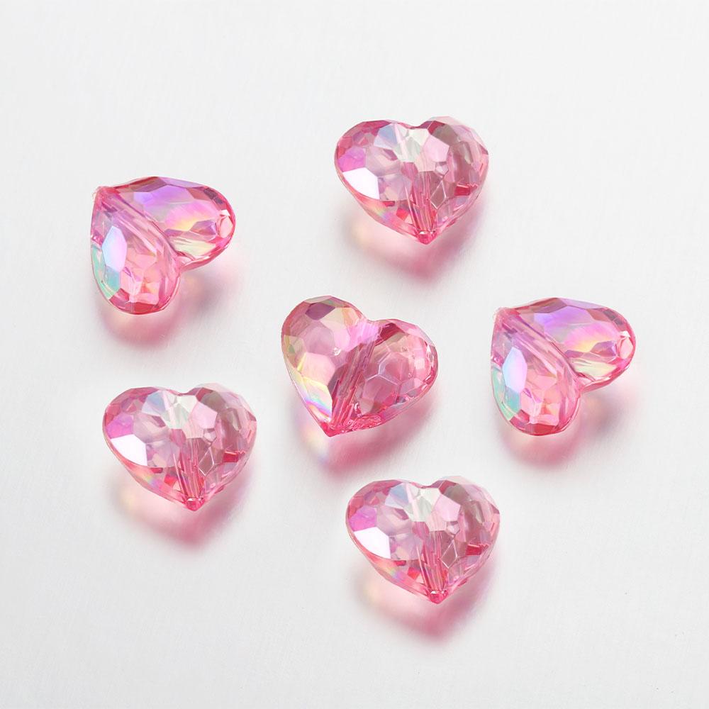 20pcs Acrylic Love Heart Beads Mixed Color Crystal Loose Spacer Beads for Jewelry Making Necklace Bracelet Handmade Accessories
