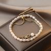 High Quality Fashion Bowknot 14K Gold Filled Natural Freshwater Pearl Two Piece Set Bracelet  For Women No Fade Gifts