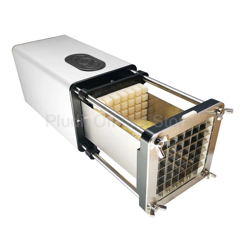 58W 110V-240V Electric Potato Chip Cutter French Fries Vegetable Cutting Machine 2 Blades Stainless Steel Durable Power for Home