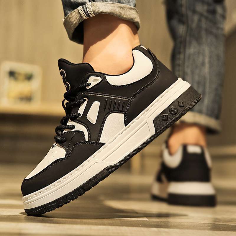 Men's shoes summer versatile trend casual niche black and white board shoes men's youth sports thick sole heightening small white tide shoes
