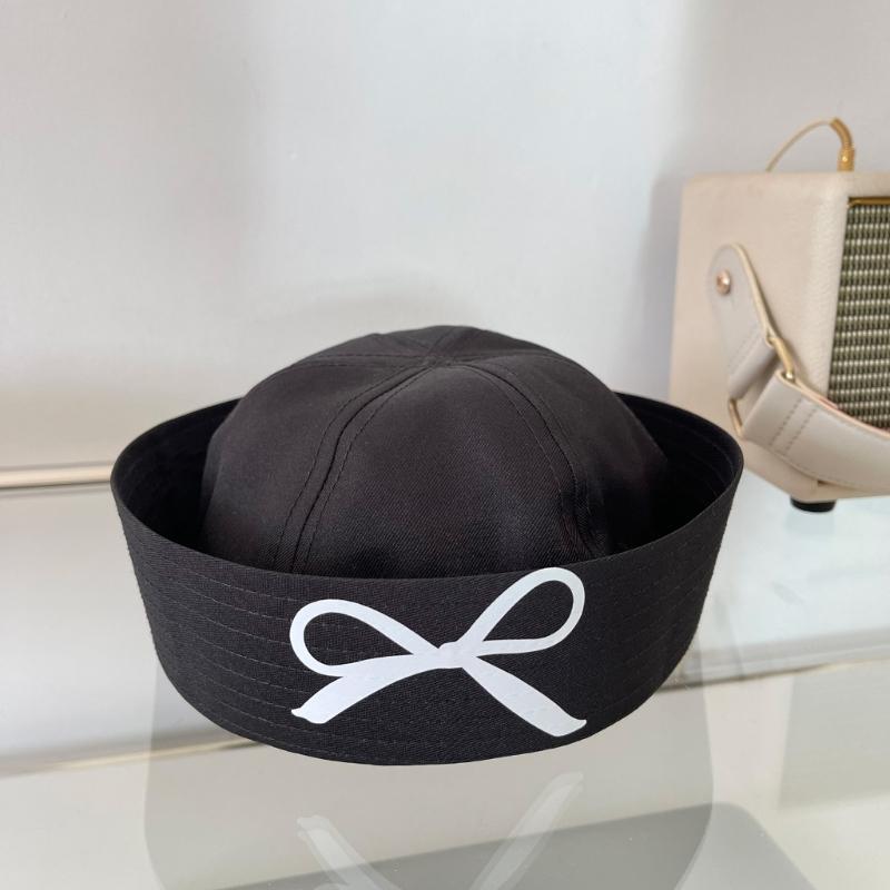 Uniform Beret Hat for Women Breathable Sailor Hat Girl Bowknot Print Domed Hat Subcultures Roleplay Headwear