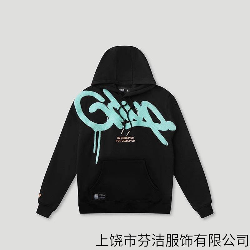 Europese en Amerikaanse trendy merkletter 3D-print straat hoodie heren en dames high street hiphop casual losse pullover trui
