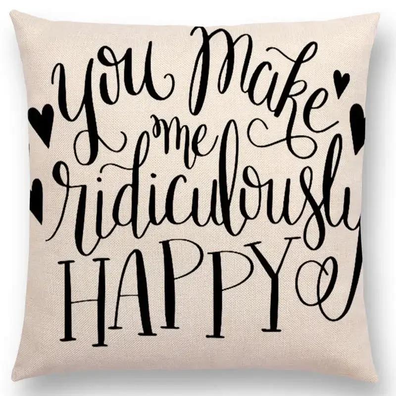 Newest Black Letter Brave Confidence Hope Forceful Warm Words Cushion Cover Christmas Gifts Sofa Throw Pillow