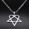 Hip Hop Rock Music Him Heartagram Star Heart Necklace for Women Men Stainless Steel Y2k Black Metal Band Goth Punk Chain Jewelry