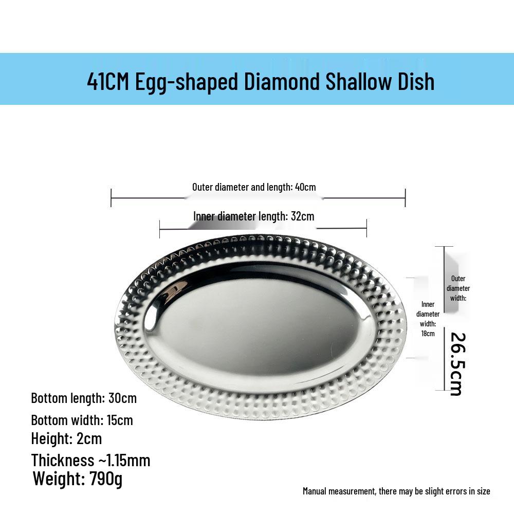 Stainless Steel Thickened Egg and Fish Tray for Canteen and BBQ