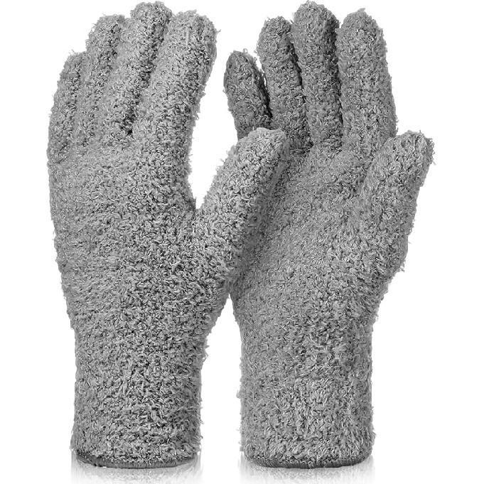 Reusable Microfiber Plant Dusting Gloves Washable Plant Dusting Gloves Leaf Cleaning Gloves for House Kitchen Plants серый