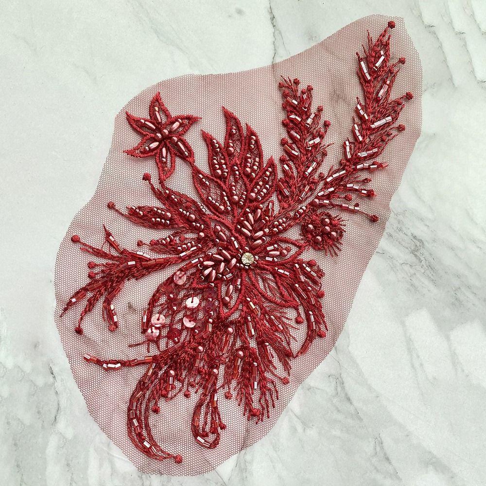 2Pcs DIY Flowers Mesh Embroidery Patch Sewing Repair Colored Floral Embroidery Sewing Patch Lace Fabrics Applique