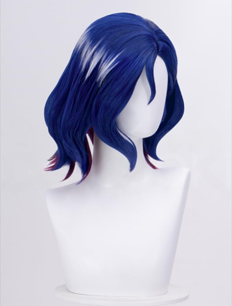 Shuji Ito Cosplay Wig, Heat-Resistant, Costume Accessory, Parties, Events, Costumes, Photoshoots, Festivals, with Net (Blue, Purple, White)