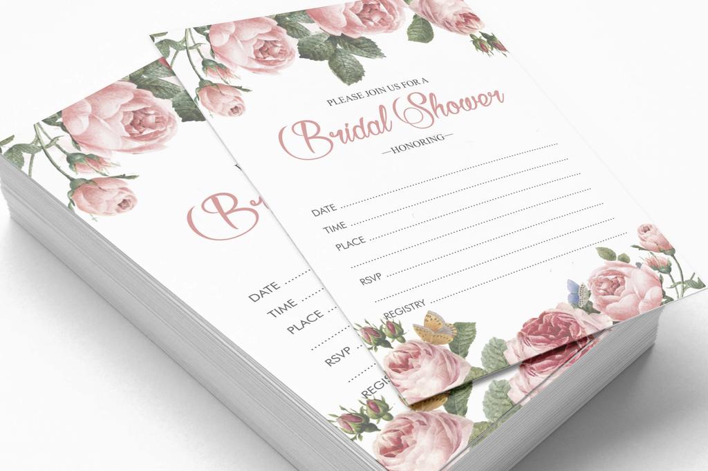 Inkdotpot 30 Bridal Shower InvitationsA  FloralA  Wedding Fill-In Style Invites Blank