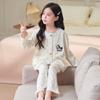 100% Cotton Long Sleeve Girls Pajamas Set Cartoon Print Sleepwear Kids 8 Years Comfortable Home Outfit
