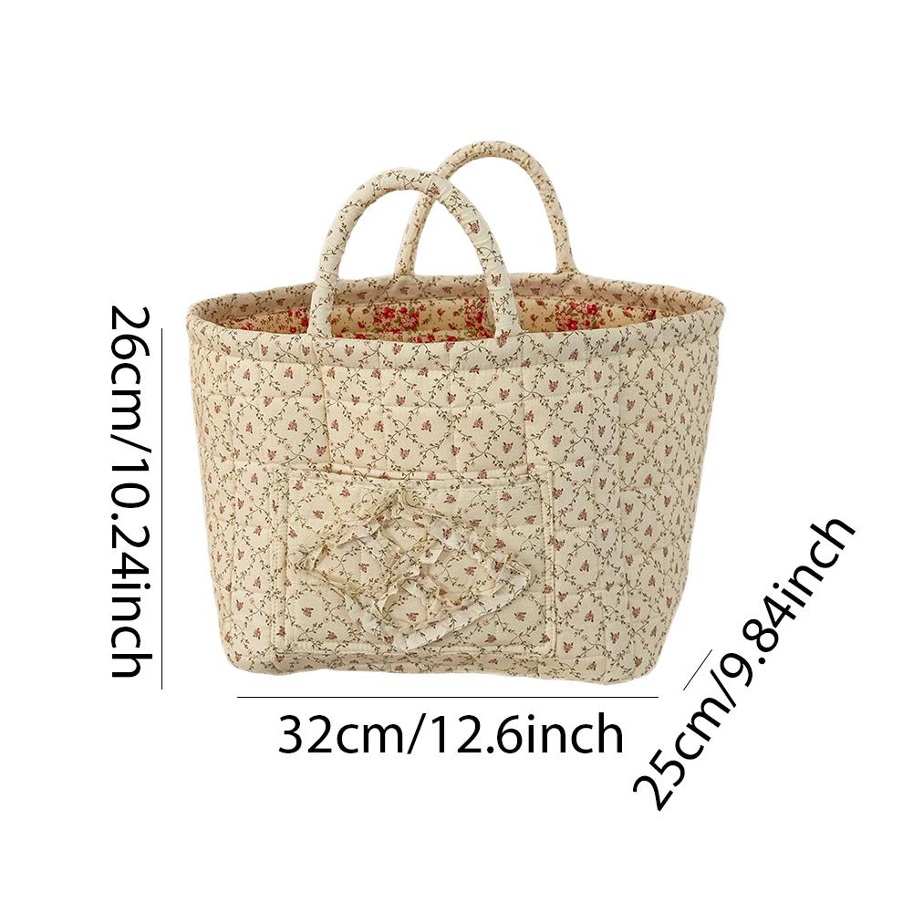 

Fabric Pastoral Cloth Storage Basket with Easy Carry Handles Debris Organizing Bag Sundries Organizer Bin for Colthes Towel