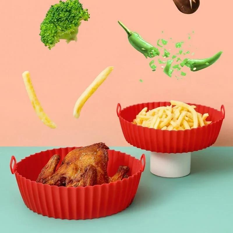 1PC of 17cm Air fryer silicone baking tray reusable food grade silicone air fryer liner non stick air fryer accessories