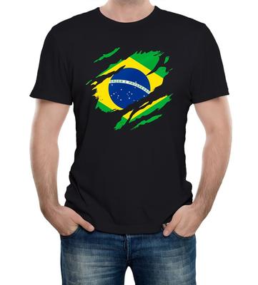 Torn Brazil Flag Men's T-Shirt Brazilian World Cup Football Supporter Proud
