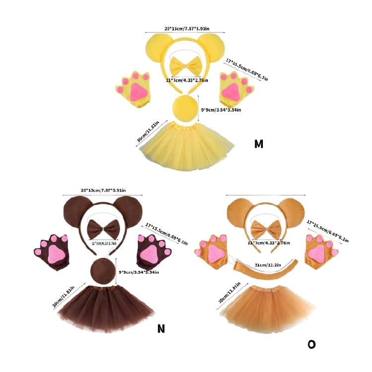 Tierkostüm Set Bär Cosplay Requisiten Stirnband Niedliche Kostüm Accessoires Party Zubehör Kostüm für Halloween Cosplay