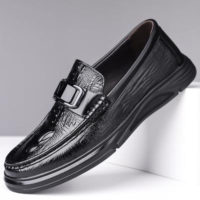 Fashion Classic Black Men's Crocodile Leather Business Leather Shoes Brand New Cowhide Men Comfortable Thick Soled Formal Leather Shoes
