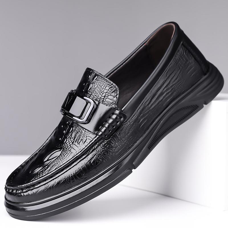 Fashion Brand's New Top Layer Cowhide Men's Comfortable Formal Leather Shoes Classic Black Mens Crocodile Leather Business Leather Shoes