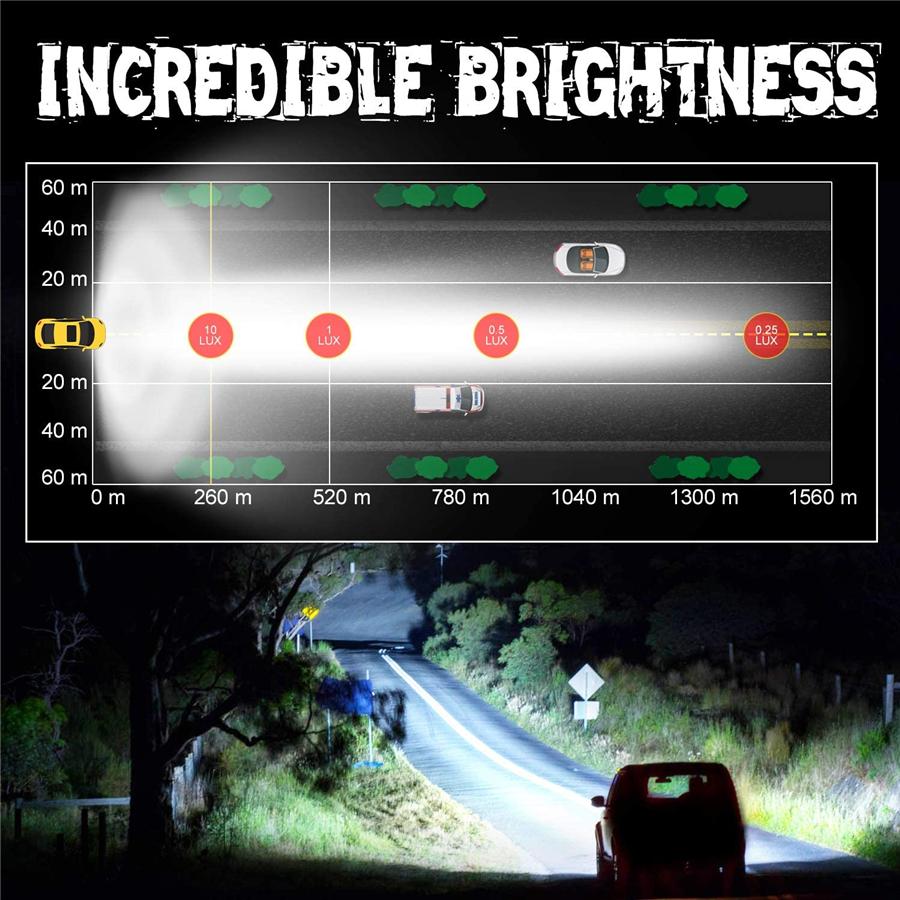 2Pcs 5 Inch 260W 26000LM LED Light Bar Spot Flood Combo Beam Off Road Driving Light LED Cubes LED Work Light Fog Lamps