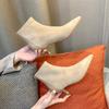 Fu Number, Suede Pointed Women's, Autumn New Stiletto Short, Fashion, Rear Zipper Color Matching Viscose Shoes