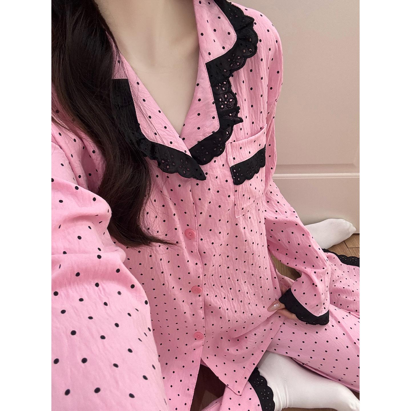 

Women s Cloud Cotton Pajama Set - Long Sleeve and Long Pants, Spring/Fall, Original Loose Fit with Lapel. M-L
