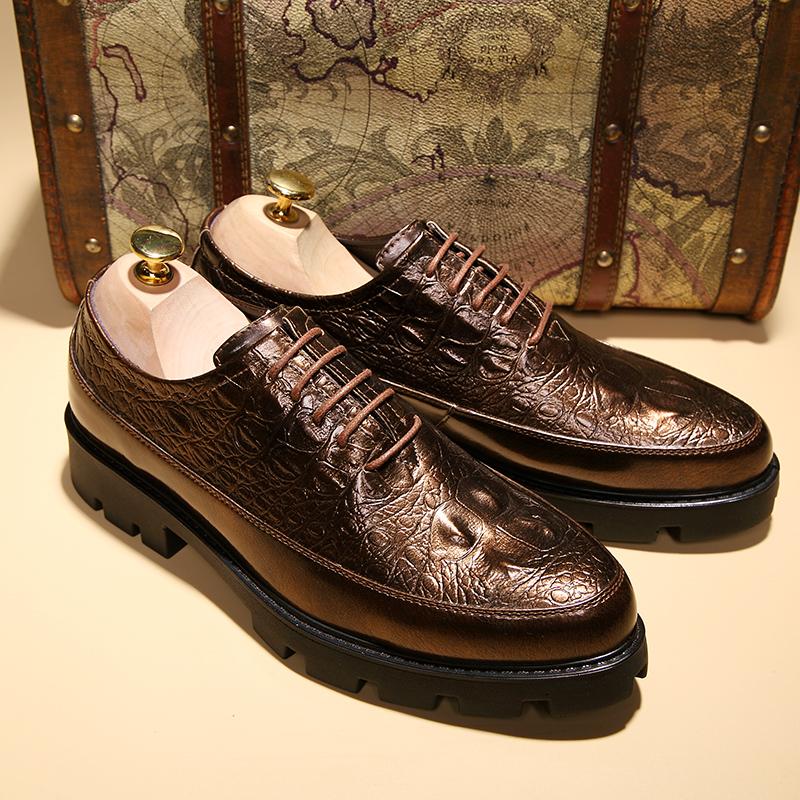 Fashion New Luxury Brand Mens Casual Shoes Italian Leather Thick Soled Business Formal Shoes Fashion Adult Elegant Male Oxford Shoes