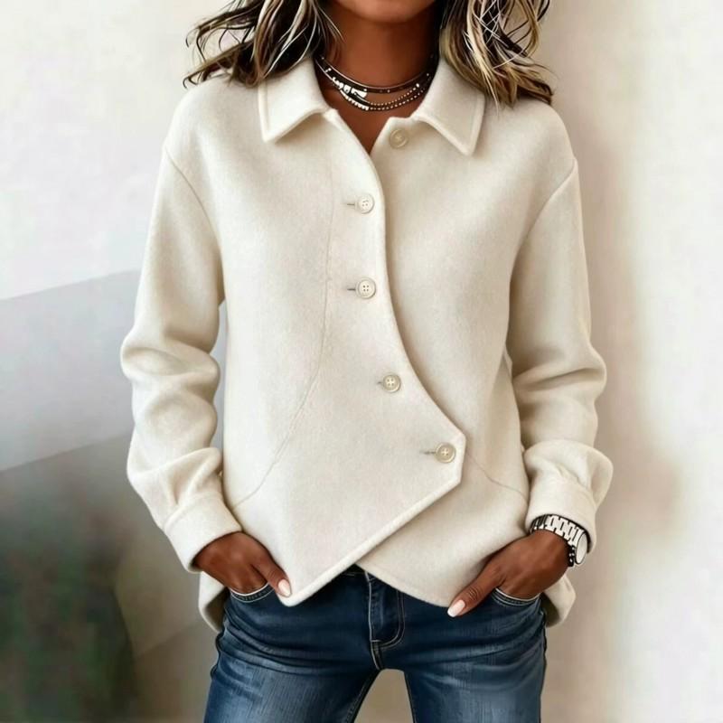 Womens Wool Blend Coat 2026 Fall Winter Solid Color Asymmetrical Loose Fit Trench Style Outerwear