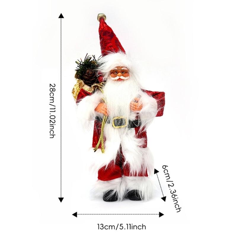 Christmas Festives Santa Ornament 11Inch Fabric Figurine Holiday Decoration For Indoor Photography And Party Themes