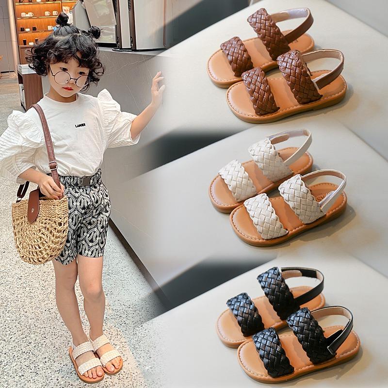 Korean Style Summer Kids Open Toe Woven Beach Sandals For Boys And Girls