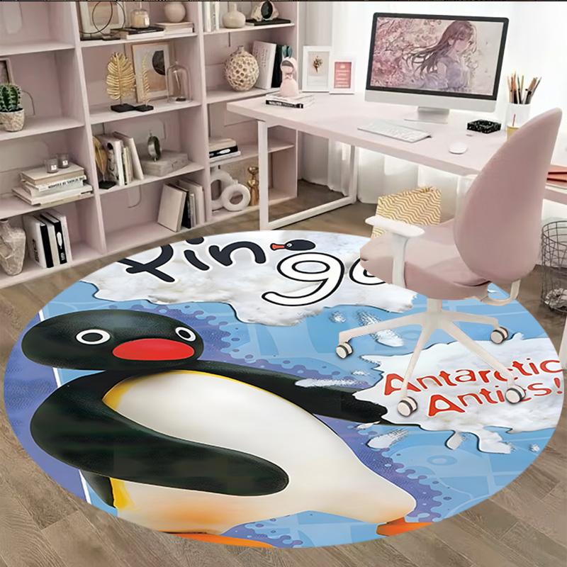 1pc Pingu1 Carpet, Round Rug, Comfortable, Suitable for Entryways, Living Rooms, Office, And Bedrooms, Christmas Decoration