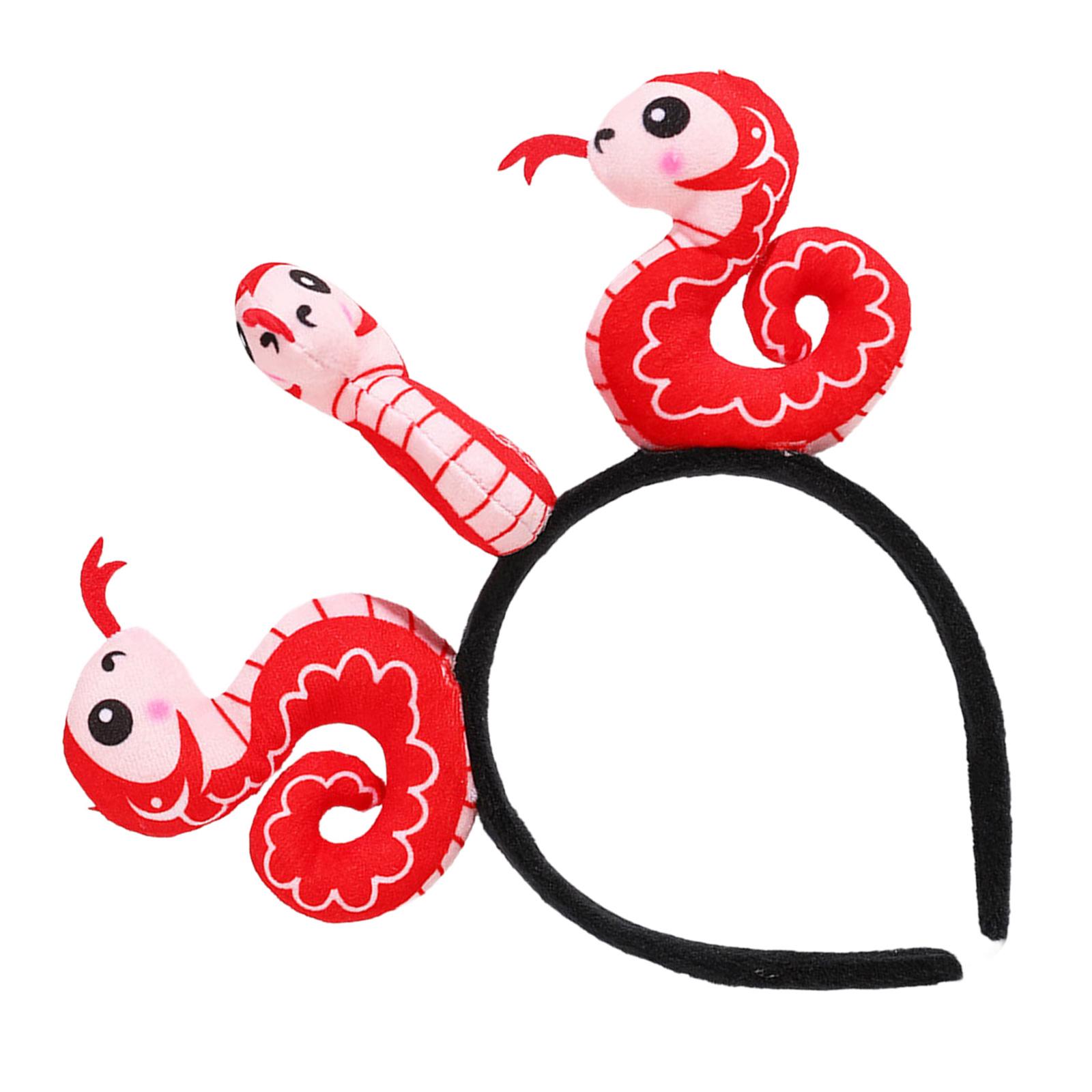 

3D Обруч для волос со змеями для костюмированных вечеринок и повседневной носки, регулируемая повязка на голову со знаком зодиака Змея для китайского Нового года 2025 3 красный