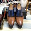 Fashion Mens Formal Shoes Genuine Cow Leather Oxford Shoes Brown Blue Mixed Color for Men Dress Wedding Shoes Lace Up Luxury Formal Shoe