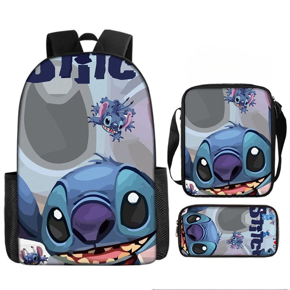 Disney Stitch School Backpack Oxford Cloth Lightweight Breathable Bookbag For Kids