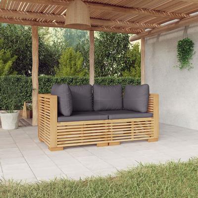 Vidaxl Corner Garden Sofas, 2 Pcs, Solid Teak Wood