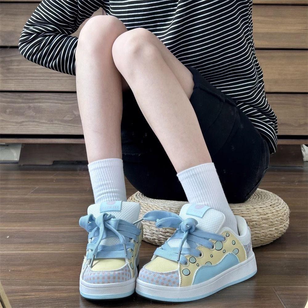 

Новые китайские туфли-пузыри Xiaoxiangfeng, милые, 2025 лето, новые универсальные спортивные и повседневные кеды 35 синий