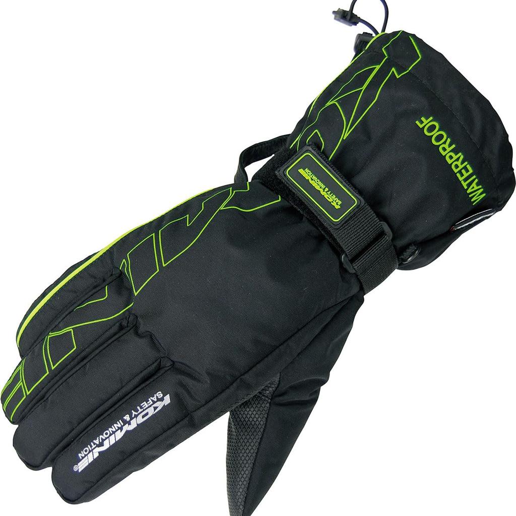 Komine 722 Waterproof Motorcycle Rain 2XL GK-132 Gloves, Black/F.Green,