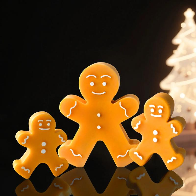 DIY Cartoon Gingerbread Man Silicone Candle Mold Christmas Cookie Chocolate Baking Tool Handmade Soap Candle Making Supplies