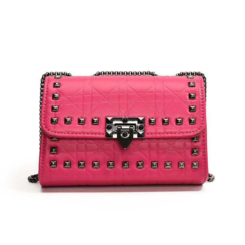 Stylish Retro Rivet Small Square Bag For Women In Elegant Black White And Pink